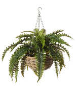 BOSTON FERN-RATTAN HANGING BOWL GREEN/NATURAL 95X80X60CM